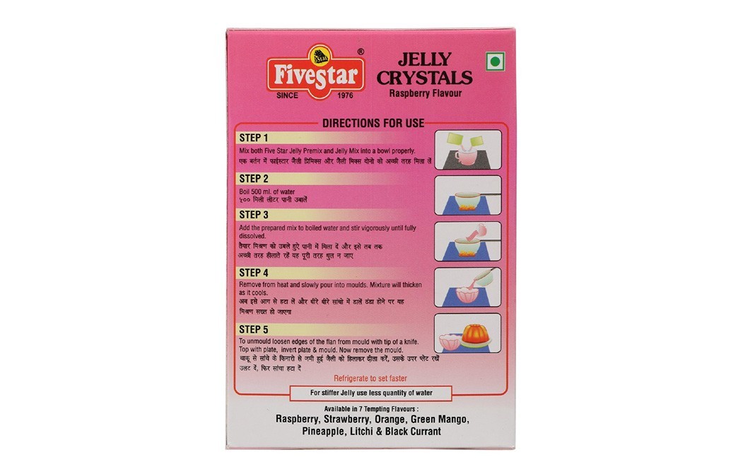 Five Star Jelly Crystals, Raspberry Flavour   Box  90 grams